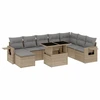 Image de vidaXL Ensemble de salon de jardin 9 pièces avec coussins beige Poly rotin
