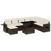 Image de vidaXL Ensemble de salon de jardin 9 pièces avec coussins Marron Poly Rattan
