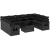 Image de vidaXL Ensemble de 10 canapés de jardin avec coussins noir poly rotin