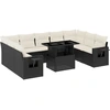 Image de vidaXL Ensemble de 10 canapés de jardin avec coussins noir poly rotin