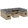 Image de vidaXL Ensemble de salon de jardin 10 pièces avec coussins Beige Poly Rattan