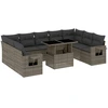 Image de vidaXL Ensemble de salon de jardin 10 pièces avec coussins Gris Poly Rattan