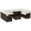 Image de vidaXL Ensemble de salon de jardin 10 pièces avec coussins Marron Poly Rattan