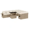 Image de vidaXL Ensemble de salon de jardin 10 pièces avec coussins Beige Poly Rattan