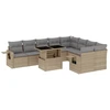Image de vidaXL Ensemble de salon de jardin 10 pièces avec coussins Beige Poly Rattan