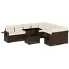 Image de vidaXL Ensemble de salon de jardin 10 pièces avec coussins Marron Poly Rattan