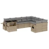 Image de vidaXL Ensemble de salon de jardin 10 pièces avec coussins Beige Poly Rattan