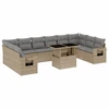 Image de vidaXL Ensemble de salon de jardin 11 pièces avec coussins Beige Poly Rattan