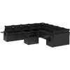 Image de vidaXL Ensemble de salon de jardin 11 pièces avec coussins noir poly rotin