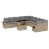 Image de vidaXL Ensemble de salon de jardin 11 pièces avec coussins Beige Poly Rattan