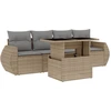 Image de vidaXL Ensemble de salon de jardin 5 pièces avec coussins Beige Poly Rattan