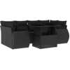 Image de vidaXL Ensemble de salon de jardin 7 pièces avec coussins noir poly rotin