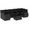 Image de vidaXL Ensemble de jardin canapé 8 pièces avec coussins noir poly rotin