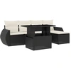Image de vidaXL Ensemble de salon de jardin 6 pièces avec coussins noir poly rotin