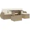 Image de vidaXL Ensemble de salon de jardin 6 pièces avec coussins Beige Poly Rattan