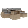 Image de vidaXL Ensemble de salon de jardin 6 pièces avec coussins Beige Poly Rattan