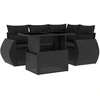 Image de vidaXL Ensemble de salon de jardin 5 pièces avec coussins noir poly rotin