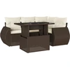 Image de vidaXL Ensemble de salon de jardin 5 pièces avec coussins Marron Poly Rattan
