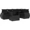 Image de vidaXL Ensemble de salon de jardin 6 pièces avec coussins noir poly rotin