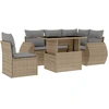 Image de vidaXL Ensemble de salon de jardin 6 pièces avec coussins Beige Poly Rattan