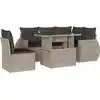 Image de vidaXL Ensemble de salon de jardin 6 pièces avec coussins gris clair Poly rotin