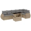 Image de vidaXL Ensemble de salon de jardin 7 pièces avec coussins Beige Poly Rattan