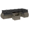 Image de vidaXL Ensemble de salon de jardin 7 pièces avec coussins Gris Poly rotin