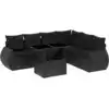 Image de vidaXL Ensemble de salon de jardin 7 pièces avec coussins noir poly rotin