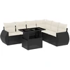 Image de vidaXL Ensemble de salon de jardin 7 pièces avec coussins noir poly rotin