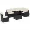 Image de vidaXL Ensemble de salon de jardin 7 pièces avec coussins noir poly rotin