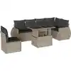 Image de vidaXL Ensemble de salon de jardin 7 pièces avec coussins gris clair Poly rotin