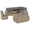 Image de vidaXL Ensemble de salon de jardin 9 pièces avec coussins beige Poly rotin