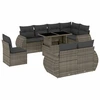Image de vidaXL Ensemble de salon de jardin 9 pièces avec coussins Gris Poly rotin