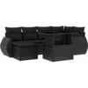 Image de vidaXL Ensemble de salon de jardin 7 pièces avec coussins noir poly rotin