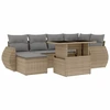 Image de vidaXL Ensemble de salon de jardin 7 pièces avec coussins Beige Poly Rattan