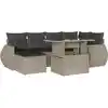 Image de vidaXL Ensemble de salon de jardin 7 pièces avec coussins gris clair Poly rotin