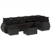 Image de vidaXL Ensemble de jardin canapé 8 pièces avec coussins noir poly rotin