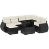 Image de vidaXL Ensemble de jardin canapé 8 pièces avec coussins noir poly rotin