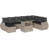 Image de vidaXL Ensemble de salon de jardin 9 pièces avec coussins gris clair Poly rotin