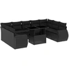 Image de vidaXL Ensemble de 10 canapés de jardin avec coussins noir poly rotin