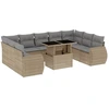 Image de vidaXL Ensemble de salon de jardin 10 pièces avec coussins Beige Poly Rattan