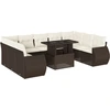 Image de vidaXL Ensemble de salon de jardin 10 pièces avec coussins Marron Poly Rattan