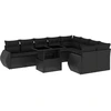 Image de vidaXL Ensemble de 10 canapés de jardin avec coussins noir poly rotin