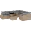 Image de vidaXL Ensemble de salon de jardin 10 pièces avec coussins Beige Poly Rattan