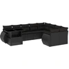 Image de vidaXL Ensemble de 10 canapés de jardin avec coussins noir poly rotin