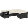 Image de vidaXL Ensemble de 10 canapés de jardin avec coussins noir poly rotin