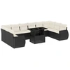 Image de vidaXL Ensemble de salon de jardin 11 pièces avec coussins noir poly rotin