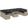 Image de vidaXL Ensemble de salon de jardin 11 pièces avec coussins gris clair Poly rotin
