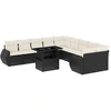 Image de vidaXL Ensemble de salon de jardin 11 pièces avec coussins noir poly rotin