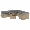 Image de vidaXL Ensemble de salon de jardin 11 pièces avec coussins Beige Poly Rattan